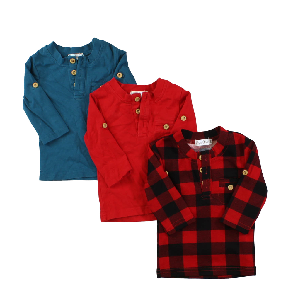 Arya Grace Boys Red | Black | Blue Henley size: 6 Months